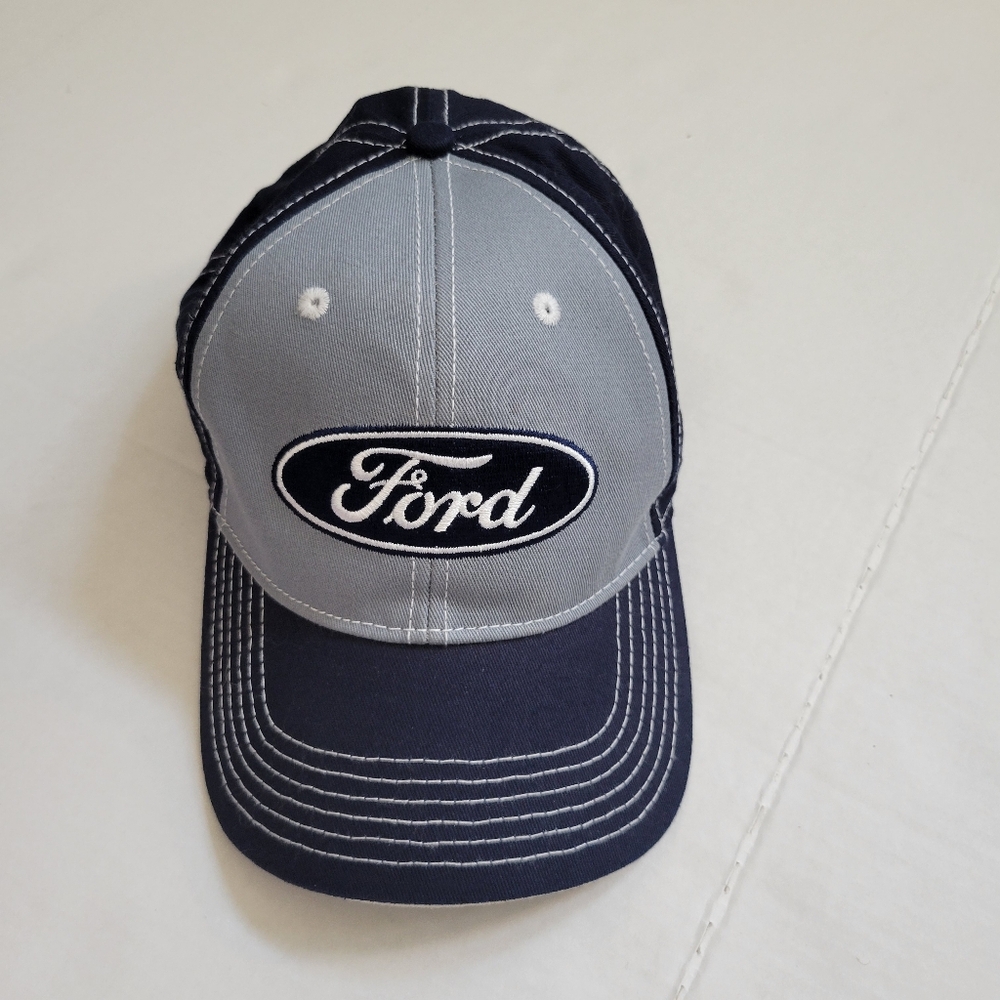 Ford V8 Open Road Navy & Gray Logo Adjustable Baseball Cap Embroidered